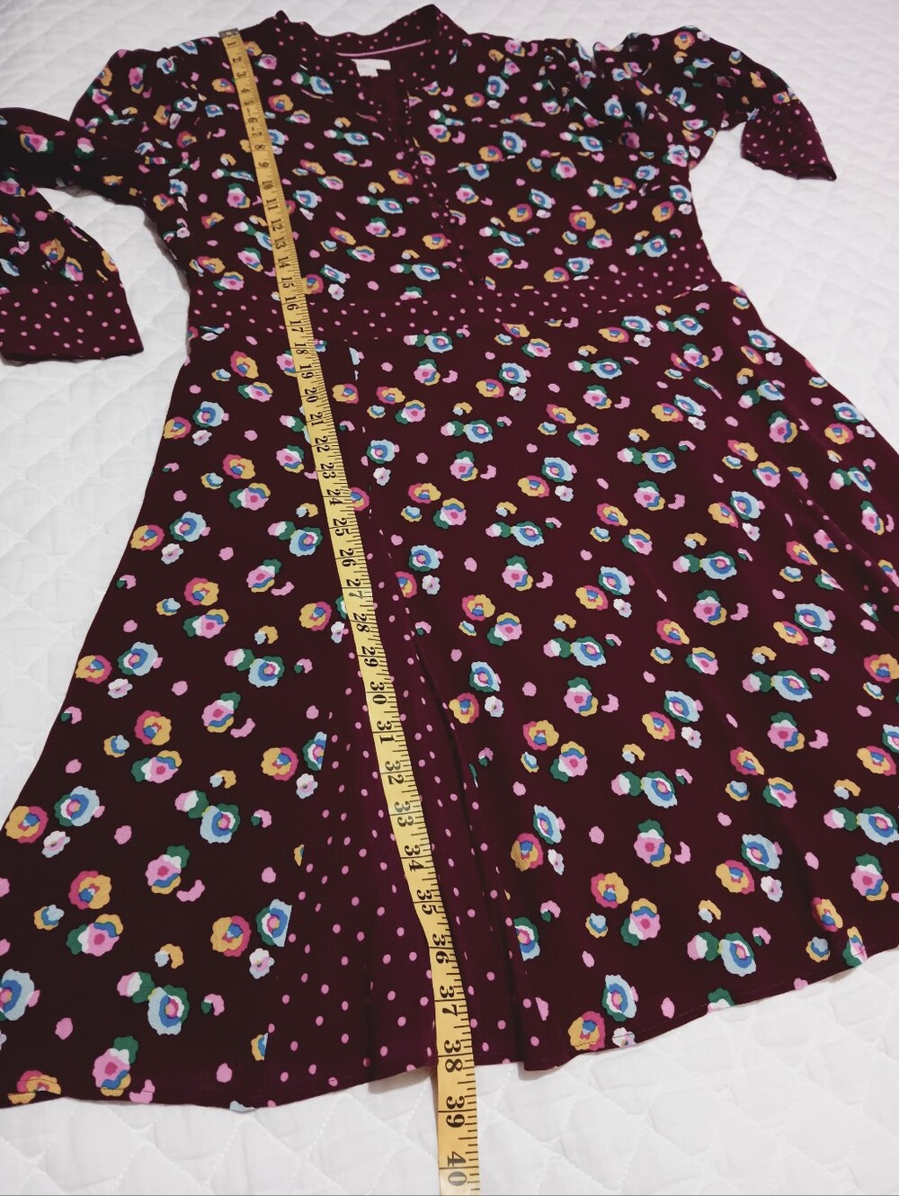 BODEN Women's Floral Burgundy Button-Front Dress Size 12 - Picture 13 of 16